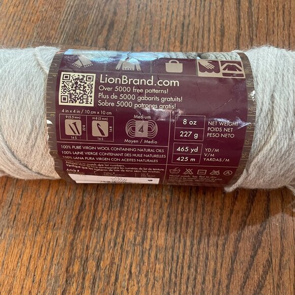 Lion Brand Fisherman's 100% Pure Virgin Wool Oatmeal #123 8 oz Yarn Knit Crochet - Picture 5 of 5